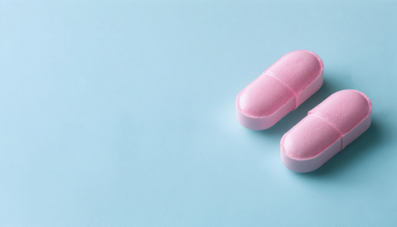 Blister pack of sildenafil tablets next to a glass of water, symbolizing treatment for erectile dysfunction and pulmonary arterial hypertension